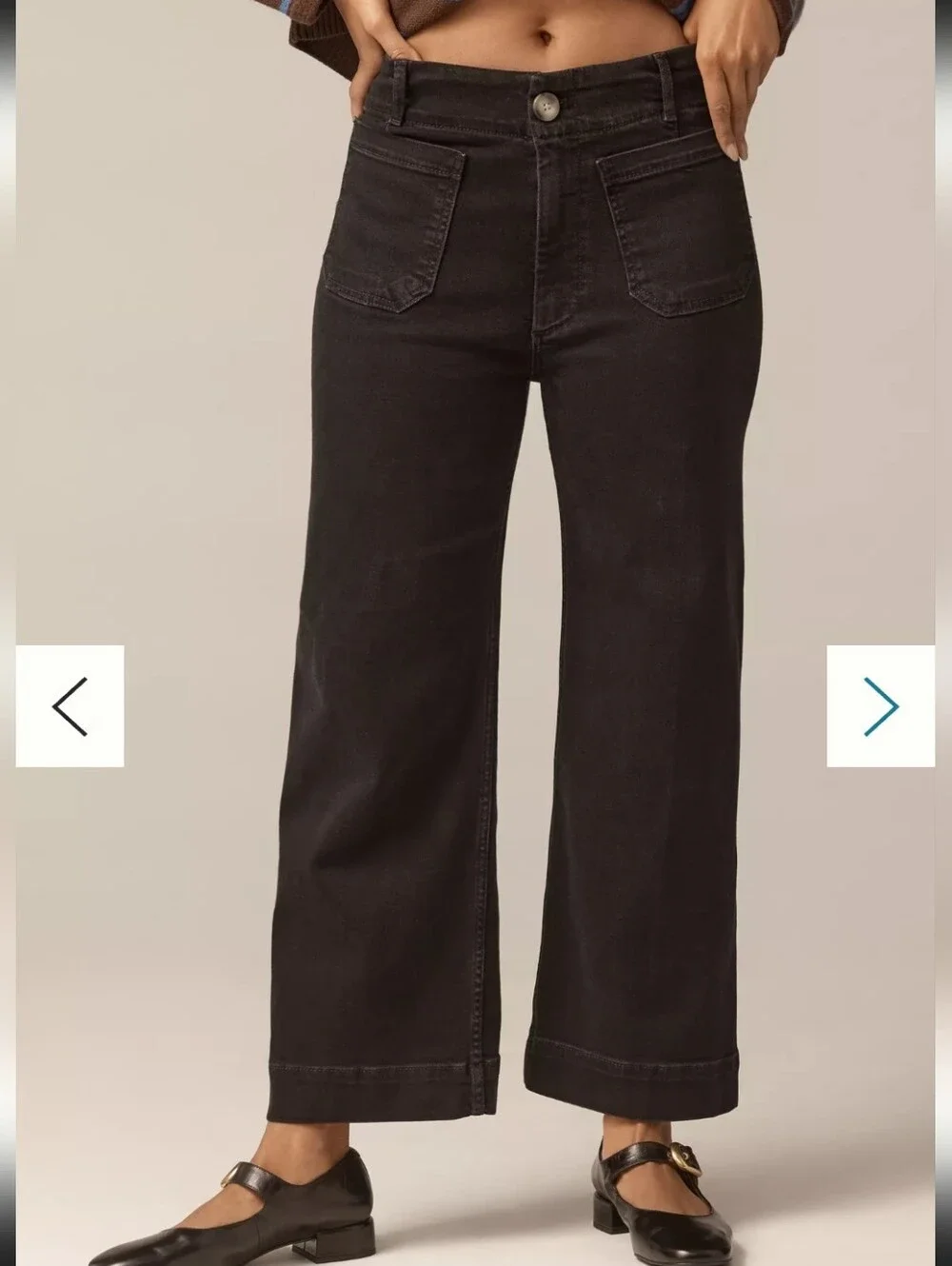 Maeve By Anthro The Colette Jeans Black Size 29 High Rise Wide Leg Cropped